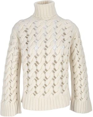 P.A.R.O.S.H. P.A.R.O..H. Perforated Turtleneck Jumper - Natural