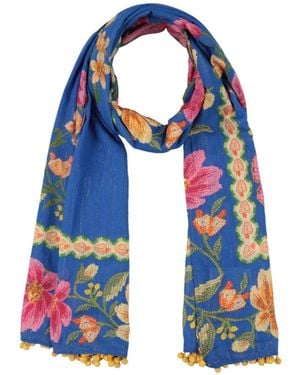 FARM Rio Metallic Floral Scarf - Blue