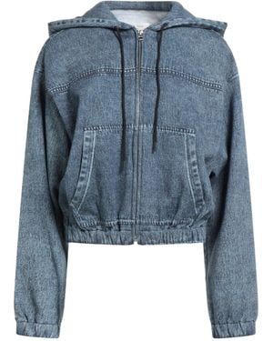 Rag & Bone Denim Hooded Baseball Jacket - Blue