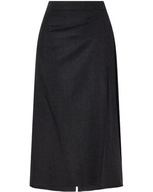 Victoria Beckham Wool Pleated Midi Skirt - Black
