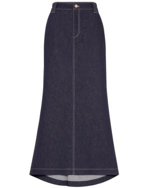 Brunello Cucinelli Monili-Trim Denim Skirt - Blue