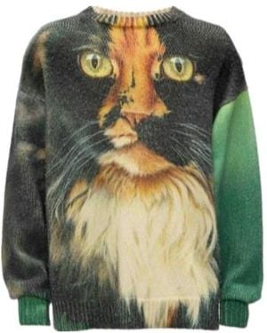 JW Anderson Jw Anderson Cat Printed Knitted Jumper - Green