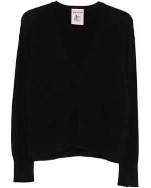Semicouture V-Neck Long-Sleeve Knit Top - Black