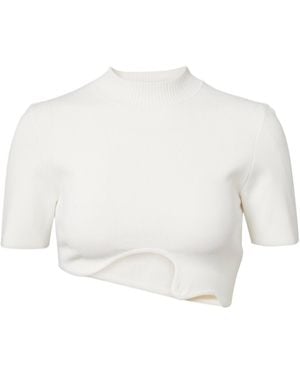 Christopher Esber Maparadita Asymmetric Jersey Crop Top - White