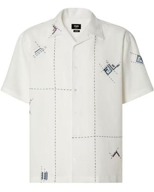 Fendi Embroidered Linen Shirt - White