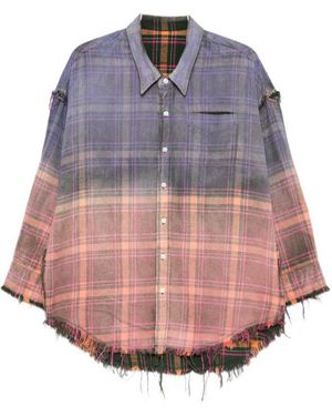 R13 Reversible Shredded Seam Drop Neck Shirt - Multicolour