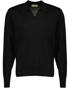 Officine Generale Officine Générale Simone Knitted Polo Shirt - Black
