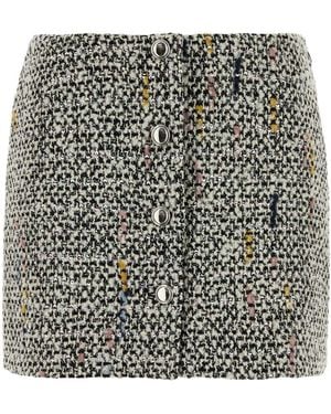 Alessandra Rich Sequin Embellished Tweed Mini Skirt - Black