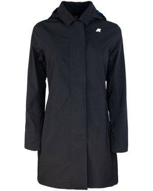 K-Way Slit-Detailed Hooded Coat - Blue
