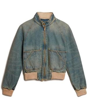 Golden Goose Denim Zipped Bomber Jacket - Blue