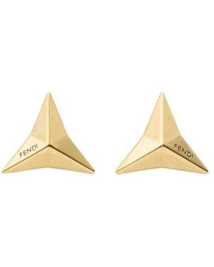 Fendi Sign Stud Earrings - Metallic