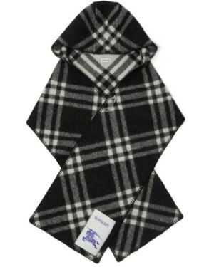 Burberry Logo Patch Checked Scarf - Black