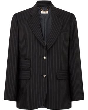 Elisabetta Franchi Pinstriped Single-Breasted Blazer - Black