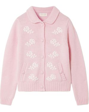 ShuShu/Tong Bead-Embellished Wool Cardigan - Pink