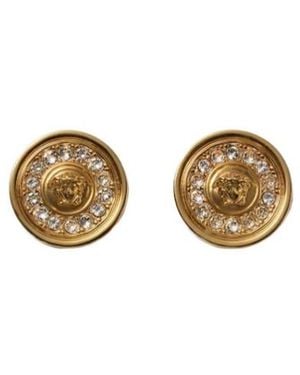 Versace Crystal Medusa Stud Earrings - Metallic
