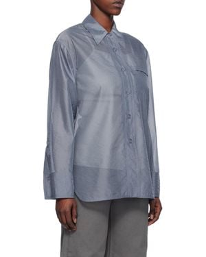 Low Classic Semi-Sheer Buttoned Shirt - Blue