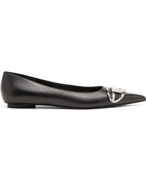 DIESEL D-Venus Leather Ballerina Shoes - Black
