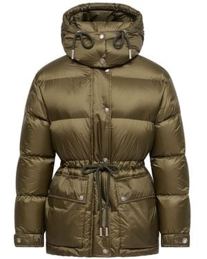 Moncler Sesie Hooded Mid-Length Down Jacket - Green