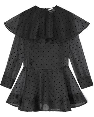 Ganni Organza Circle Collar Dress - Black