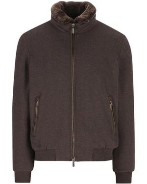 Moorer Long-Sleeved Casual Jacket - Brown