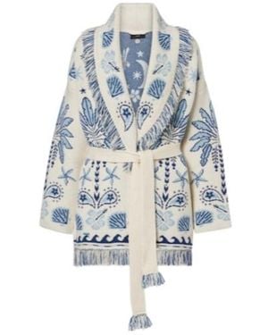 Alanui Echoes Of The Island Wool And Cotton Cardigan - Blue