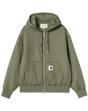 Carhartt Logo Patch Zip-Up Hooded Jacket - Green
