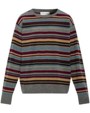 Dries Van Noten Horizontal-Striped Knit Top - Grey