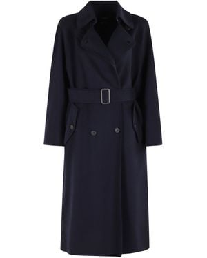 Weekend by Maxmara Long-Sleeved Double-Breasted Coat - Blue