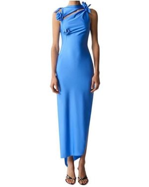 Coperni Asymmetrical Flower Dress - Blue