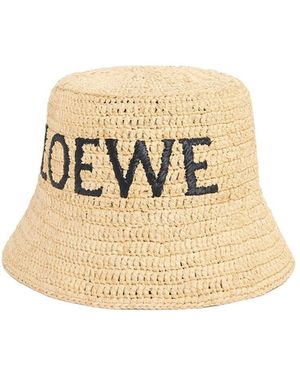 Loewe Letter Embroidered Bucket Hat - Natural