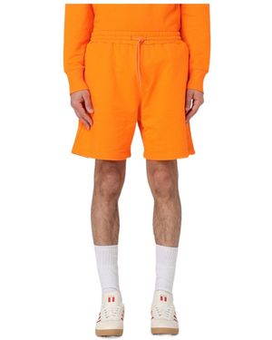 MSGM Logo Printed Drawstring Track Shorts - Orange
