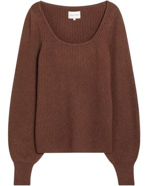 Loulou de Saison Hermus Ribbed Scoop-Neck Knitted Jumper - Brown