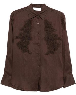 ERMANNO FIRENZE Long-Sleeve Embellished Shirt - Brown