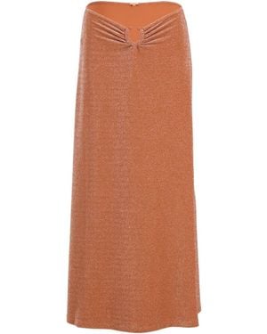 Johanna Ortiz Rainstorm Lurex-Detail Midi Skirt - Brown