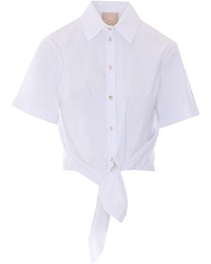 Liu Jo Cropped Tie-Front Shirt - White