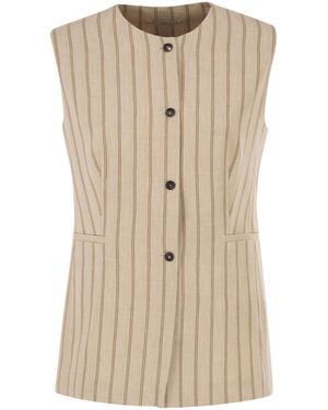 Antonelli Pinstriped Waistcoat - Natural