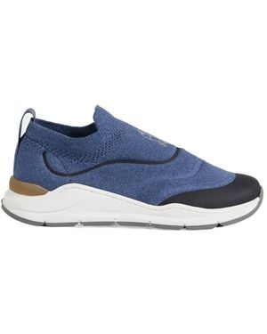 Brunello Cucinelli Logo-Print Slip-On Sneakers - Blue