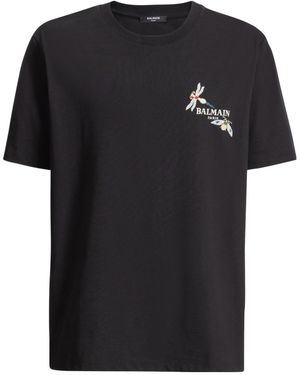 Balmain Embroidered Insect T-Shirt - Black