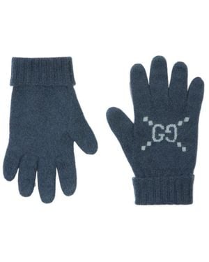 Gucci Gg Jacquard Gloves - Blue