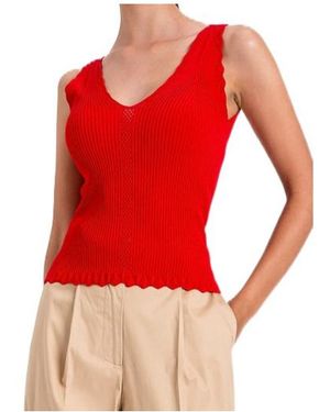 Twinset V-Neck Ribbed Vest - Red