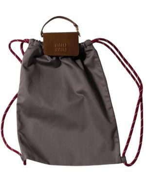 Miu Miu Drill And Leather Trick - Brown
