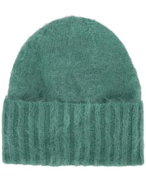 AURALEE Wool Blend Turned-Up Knit Cap - Green