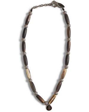 Brunello Cucinelli Horn Necklace With Beads - Metallic