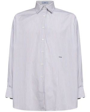Prada Striped Cotton Poplin Shirt - White