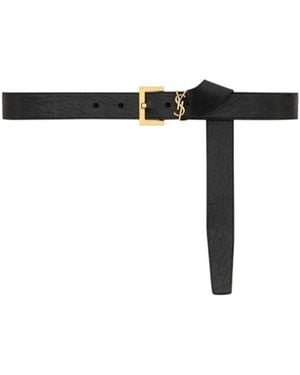 Saint Laurent Cassandre Logo Plaque Belt - White