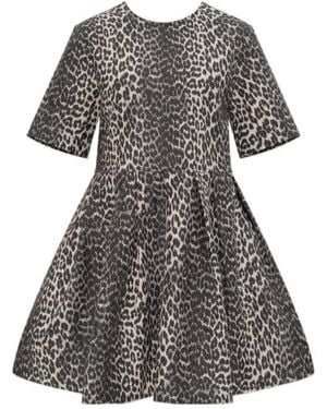 Ganni Leopard Printed Mini Dress - Black
