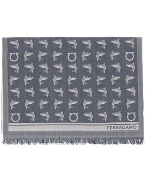 Ferragamo Shark Pattern Scarf - Gray