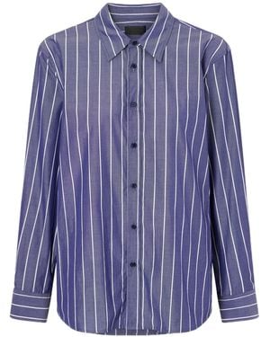 Nili Lotan Vertical Striped Long Sleeve Shirt - Blue