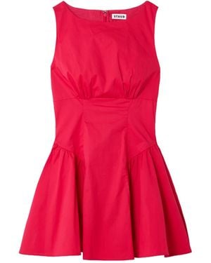 STAUD Gwen Panelled Cotton-Blend Poplin Mini Dress - Red