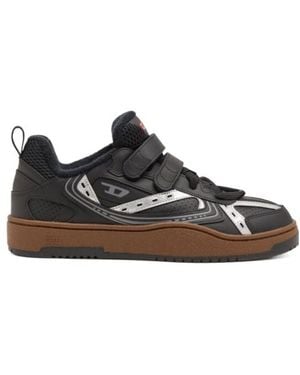 DIESEL S-Ukiyo Logo-Printed Touch-Strap Sneakers - Black